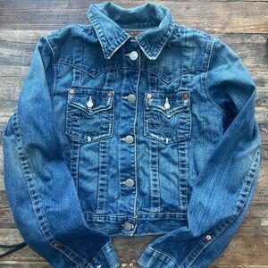 Women's True Religion Distressed Denim Jacket Sz L
